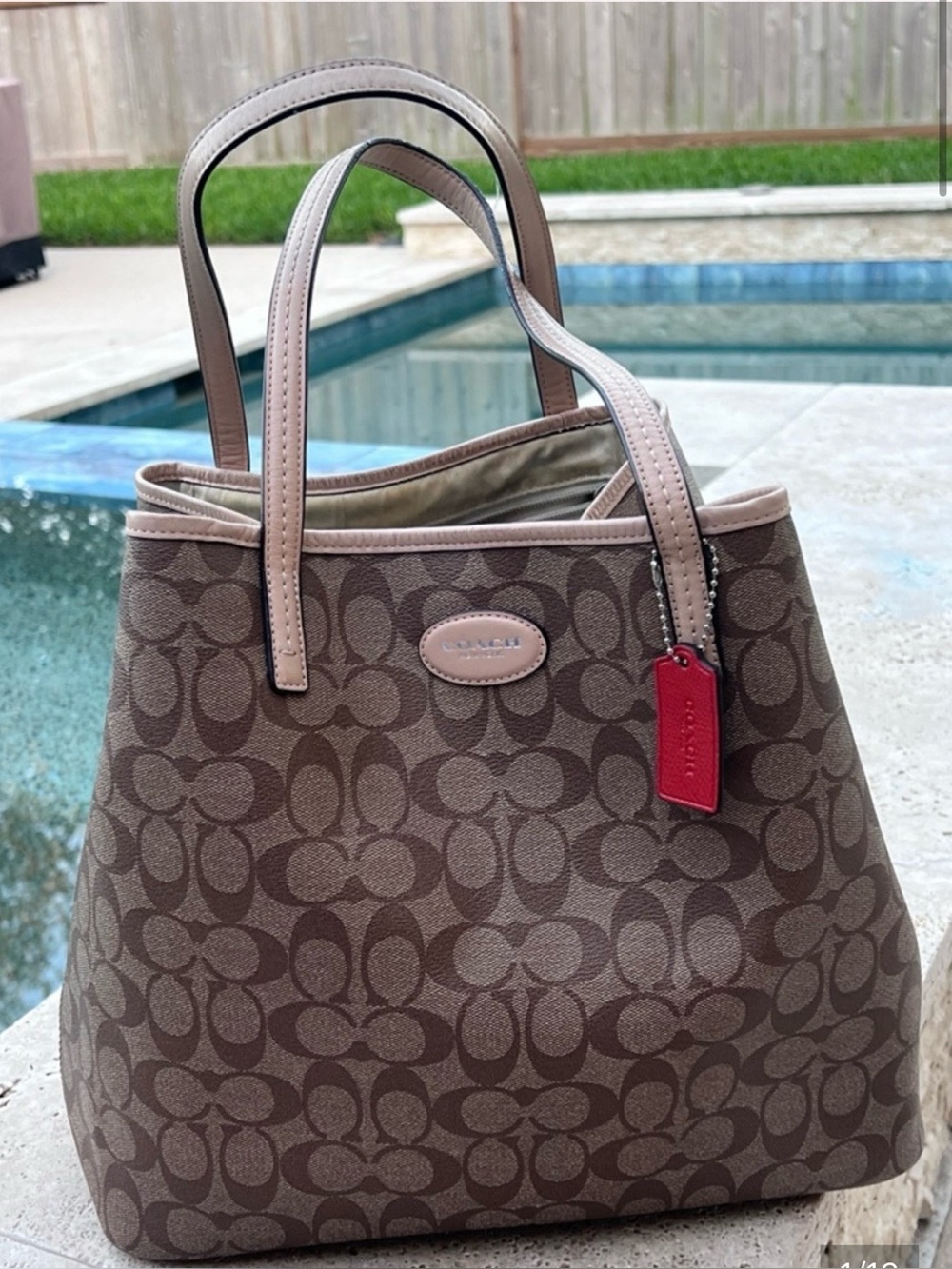 VINTAGE Coach Park Metro Brown Signature Canvas Tote in EUC